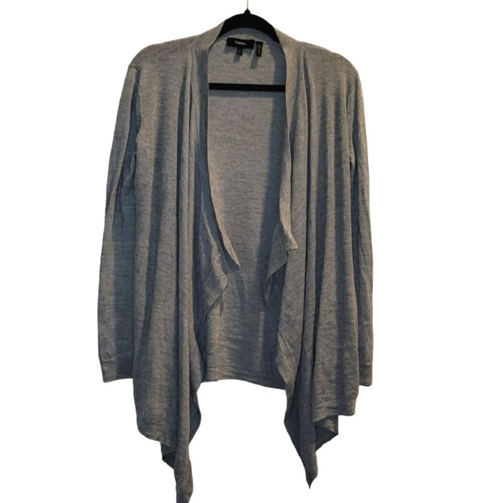 Theory Merino Wool  Open Cardigan Small Gray